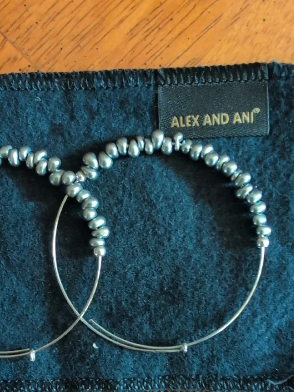 Alex and Ani Gun Metal -Tone Beaded Hoop Earrings